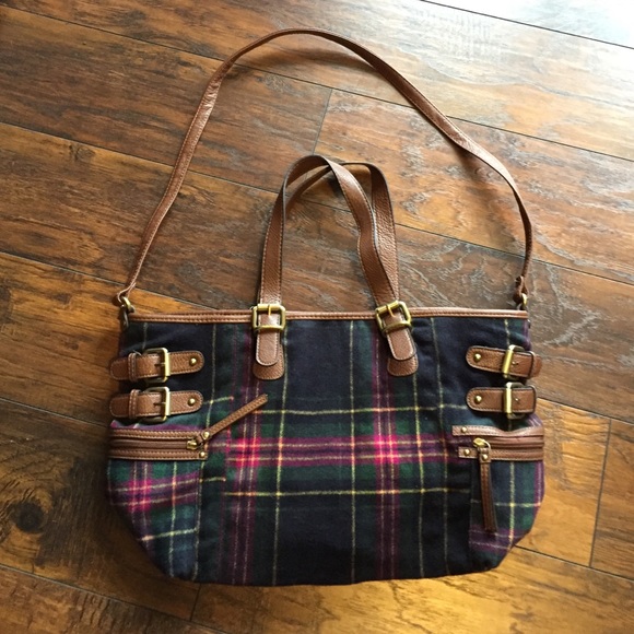 Plaid cross body handbag