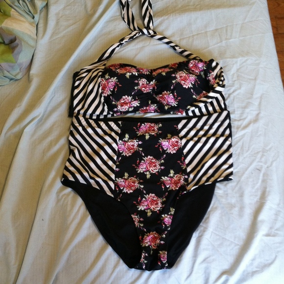 High wasted plus size swim suit