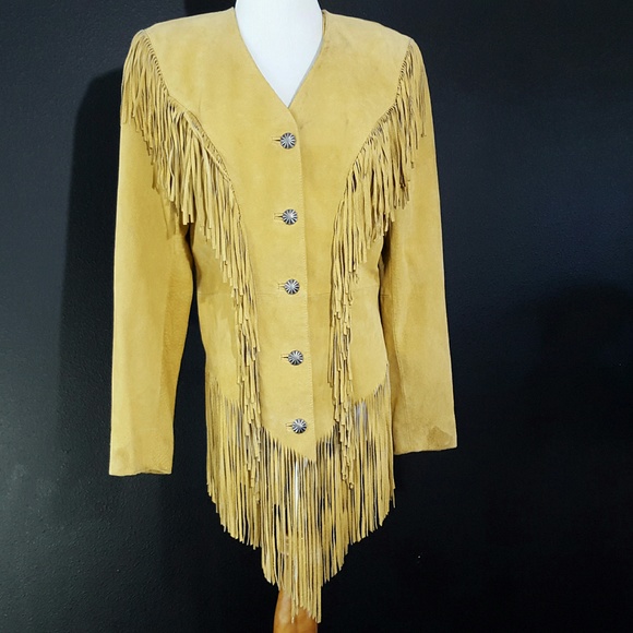 SUEDE FRINGE JACKET SMALL