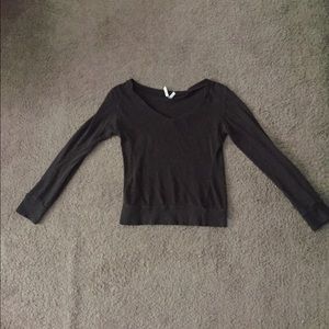 BROWN V CROP  KNITTED SWEATER