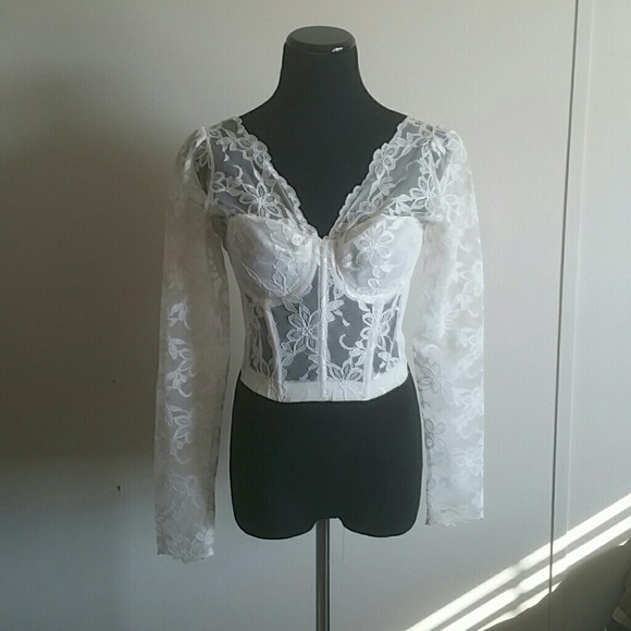 Vintage lace bustier bra open back