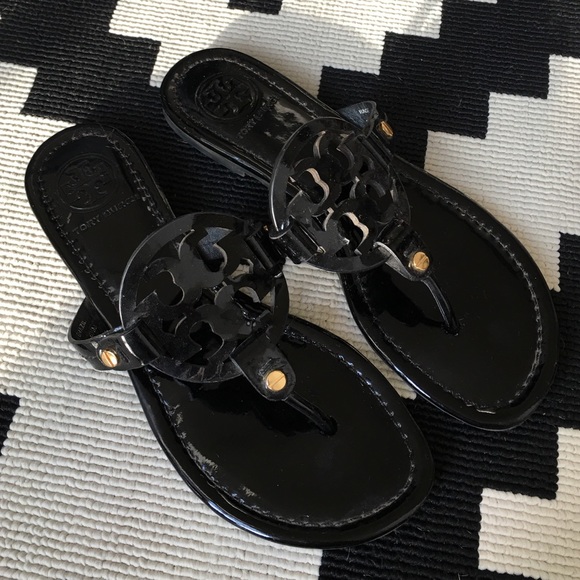 Tory Burch Black 'Miller' Patent Sandal