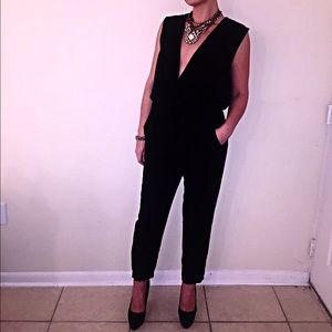 SOLD! Sleek & Sexy Deep V Black Jumpsuit