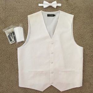 Men's White Vest + Bow-Tie