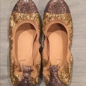 Gold & Gunmetal Sparkle Vera Wang Flats
