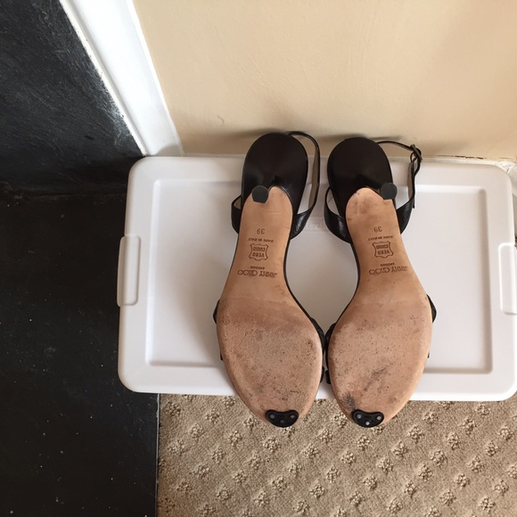 Jimmy Choo classic black leather sling backs - Picture 2 of 3