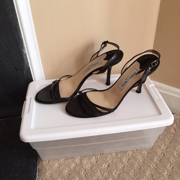 Jimmy Choo classic black leather sling backs - Picture 3 of 3