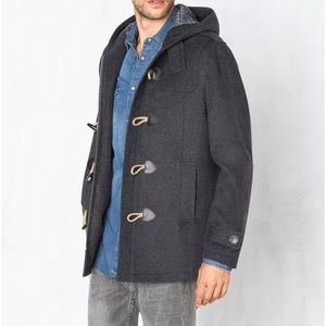 Mens Hooded Wool Trench Coat