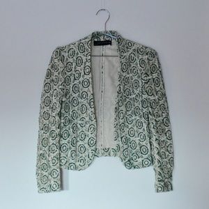 Zara green eyelet blazer