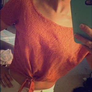 Orange tied crop top