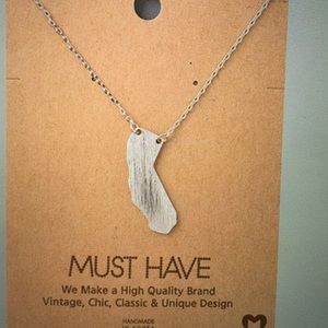 Dainty Silver California State Necklace