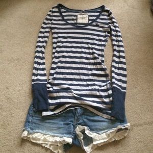 Gray and navy stripped shirt