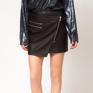Faux leather biker skirt
