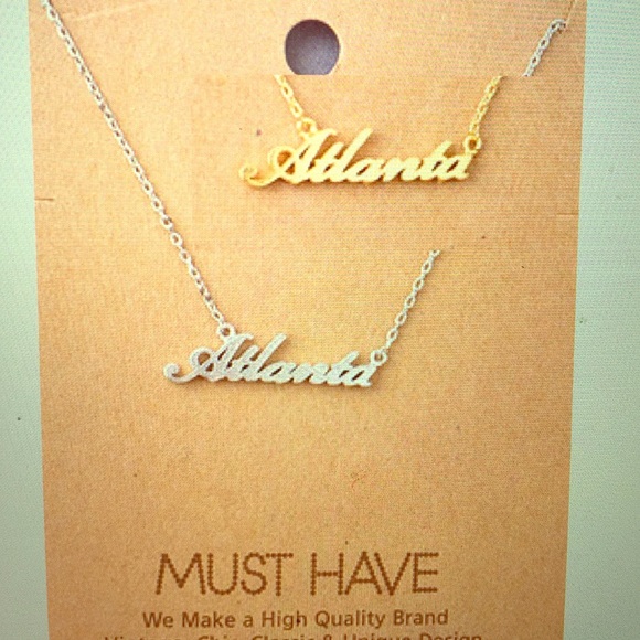 Atlanta, Georgia Script Necklace, Silver or Gold - Picture 1 of 2