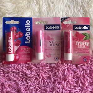 3 Labello Lip Balms - Cherry, Rose, and Watermelon