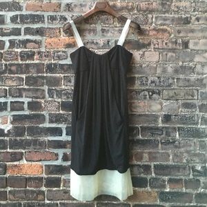 Black CHANEL silk dress with polyurethane details