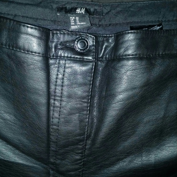 Black leather paneled pants