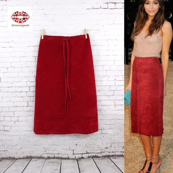 Boutique Dresses & Skirts - ⭐️HP⭐️❣RED FAUX SUEDE PENCIL SKIRT❤️