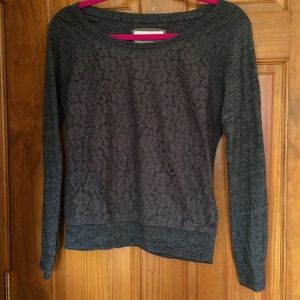 Gray Flower Print Sweater