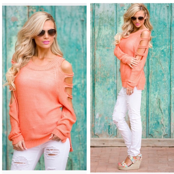 🚫SOLD OUT🚫 Coral Cold Shoulder Sweater