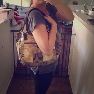 Authentic Coach Brown Patchwork Handbag