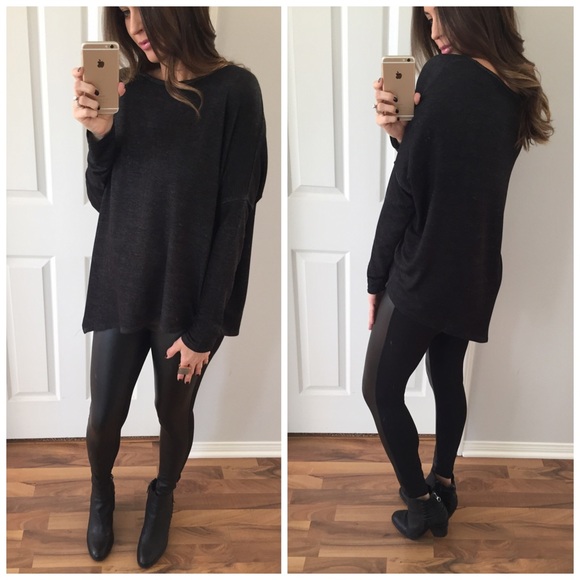 Tops - Sold • Black Asymmetrical Long Sleeve Top