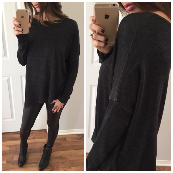 Sold • Black Asymmetrical Long Sleeve Top - Picture 3 of 4