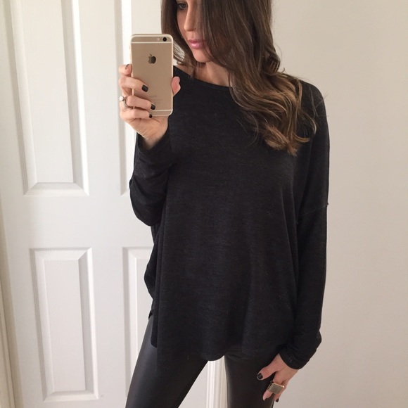Sold • Black Asymmetrical Long Sleeve Top - Picture 4 of 4