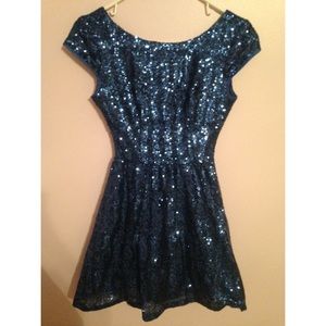 Blue sequin formal dress