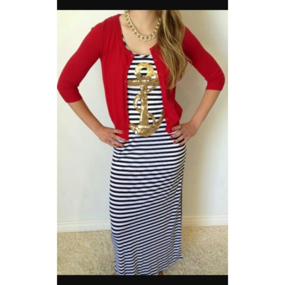 Anchor sequins stripped maxi