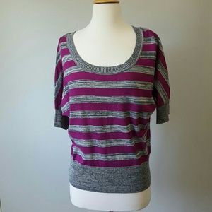 Cute Striped Short Sleeve Sweater