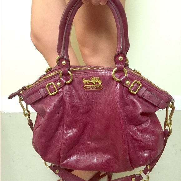SOLD Burgundy leather coach purse gently used