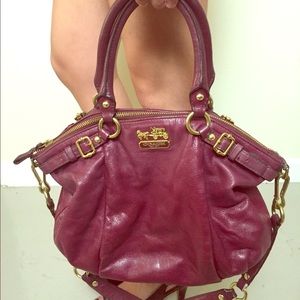 SOLD Burgundy leather coach purse gently used