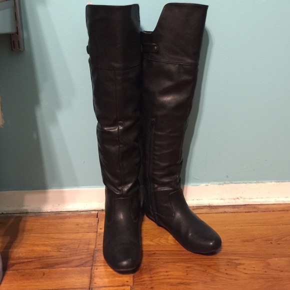 Over the knee pleather boots