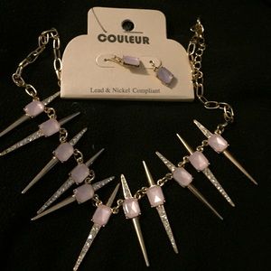 Cute pink set necklace &earring