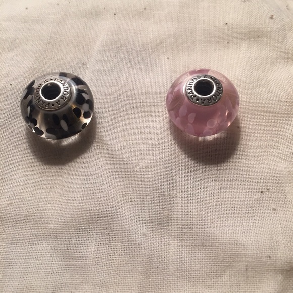 Pink & Black Floral Pandora Charms