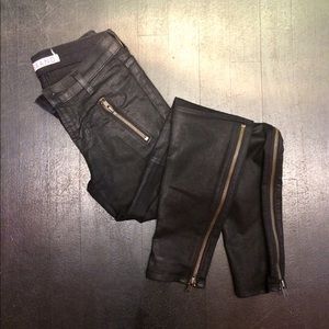 J Brand black wax moto jeans