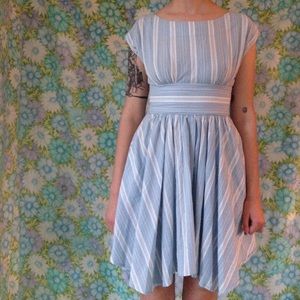 Anthropologie Maple blue and white striped dress