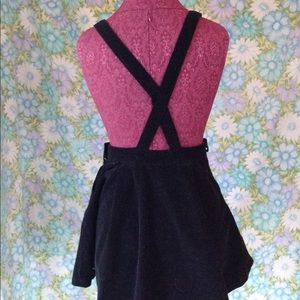 MOTO black corduroy overall skater dress