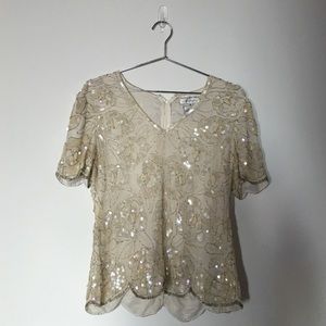 Vintage 1980's scalloped beaded top