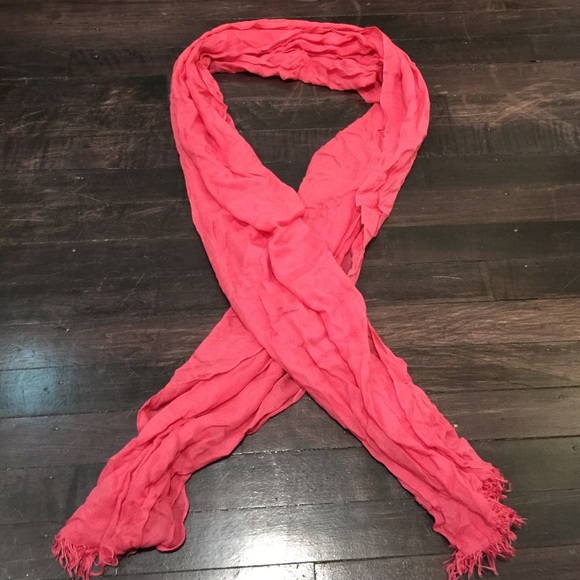 Melon colored crinkle scarf