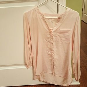 Pink v neck dressy blouse