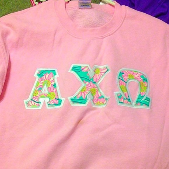 ❤️ Alpha Chi Omega 💚 Lily Print Crew Neck Sweater