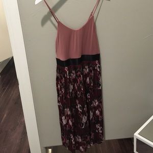 Pleated plum dress