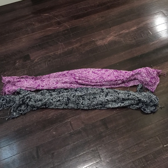 Purple and navy scarves