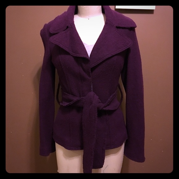Cozy Plum Wool Blend Pea Coat