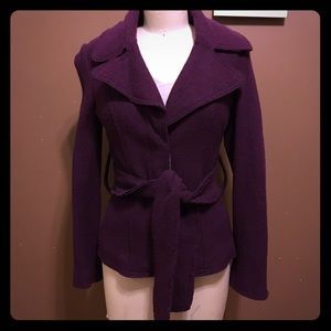 Cozy Plum Wool Blend Pea Coat