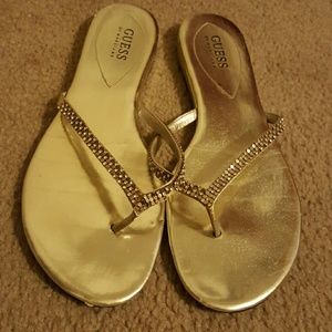 Guess Gold Flip Flops