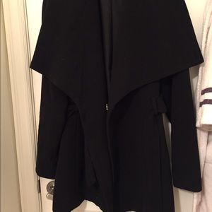 Classic black wrap tie coat (plus size)