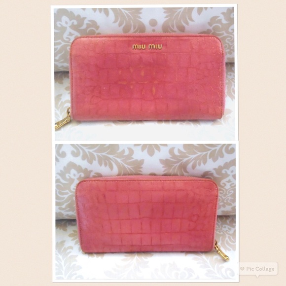Miu Miu Handbags - FINAL PRICE Miu Miu Croc Leather Zip Wallet